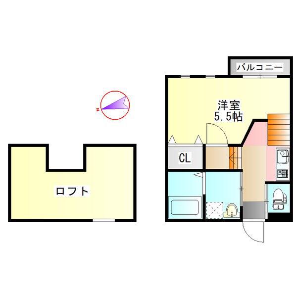 CREO浄心(1K/2階)の間取り写真