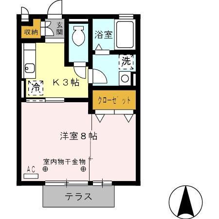 メゾン左富士A(1K/1階)の間取り写真
