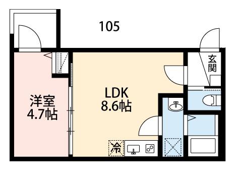 CRECIA常盤平IV(1LDK/2階)の間取り写真