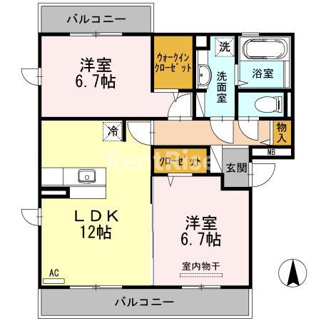 リバーパーク S(2LDK/3階)の間取り写真