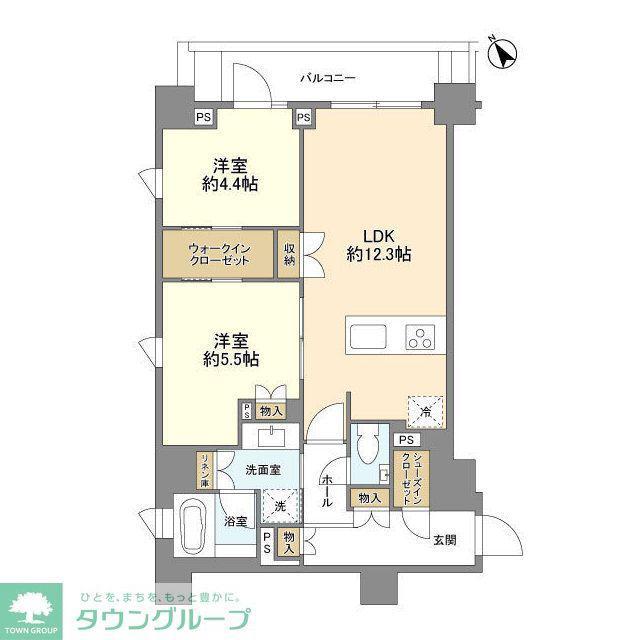 ピアース渋谷本町レジデンス(2LDK/3階)の間取り写真