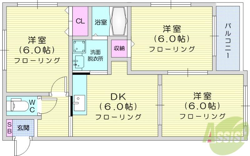 第5メゾンアカマ(3DK/2階)の間取り写真