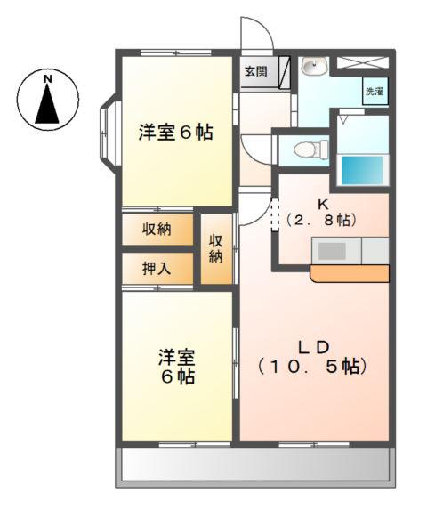 サンフォレスト壱番館(2LDK/1階)の間取り写真