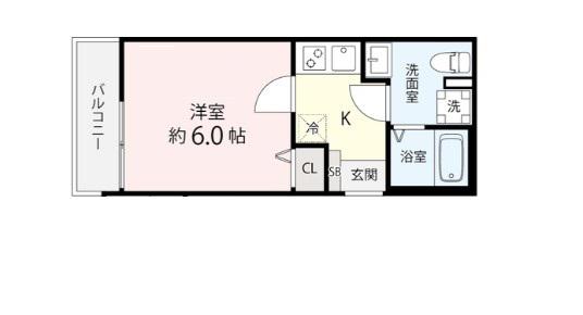 FUMIRY緑が丘(1K/1階)の間取り写真
