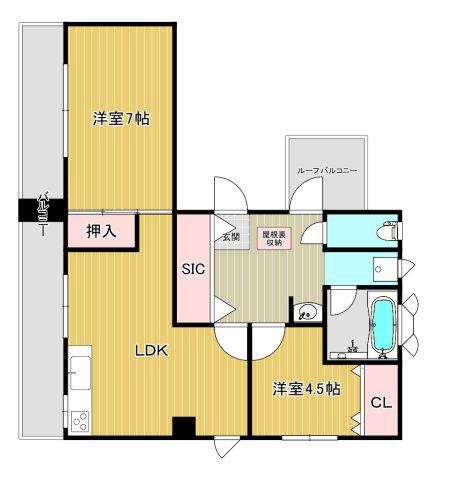 メゾン丸菱(2LDK/7階)の間取り写真