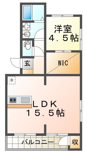 ときわ塩屋レクラン(1LDK/2階)の間取り写真