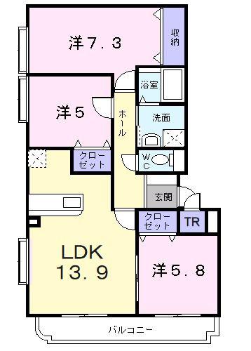サニー・ウッズ(3LDK/1階)の間取り写真