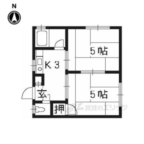 第2晴風荘(2K/2階)の間取り写真