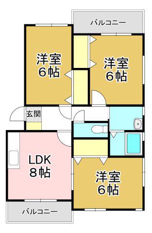 フーオーレスト山水(3DK/3階)の間取り写真