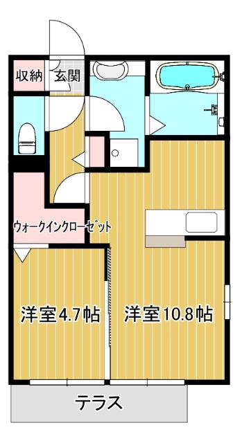 スプランディードシンフォニーA棟(1LDK/2階)の間取り写真