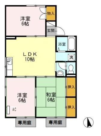 プレジール宮小路C(3LDK/1階)の間取り写真