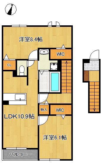 ロータス水巻3(2LDK/2階)の間取り写真