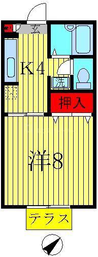 シャーメゾン新柏(1K/2階)の間取り写真