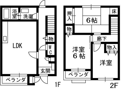 ツインコートいたくら(3LDK/1階)の間取り写真