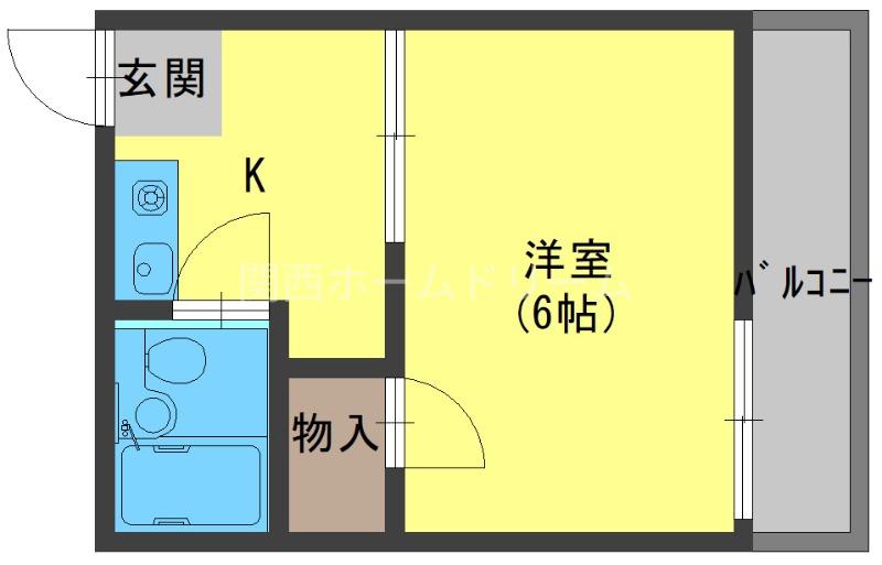 ハイツ大倉(1K/3階)の間取り写真