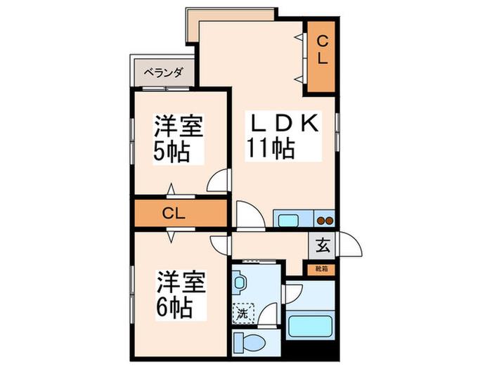 サニーマンション第二(2LDK/1階)の間取り写真