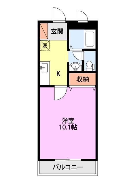 ヒルズ白山浦(1K/2階)の間取り写真