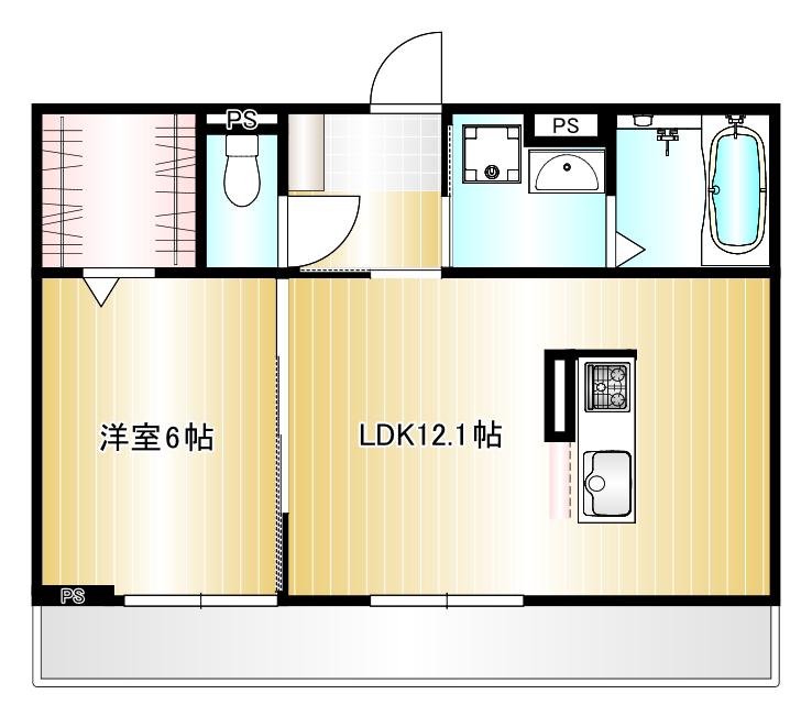 ブルーミア(1LDK/3階)の間取り写真