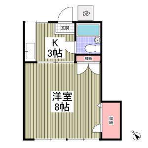プランドール上戸祭 旧文星サイドハイツ(1K/2階)の間取り写真