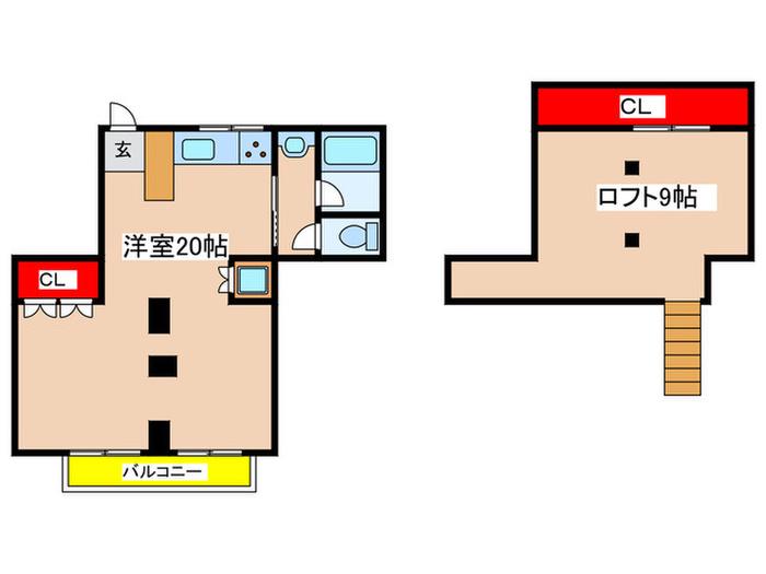 ランドハイツII(ワンルーム/2階)の間取り写真