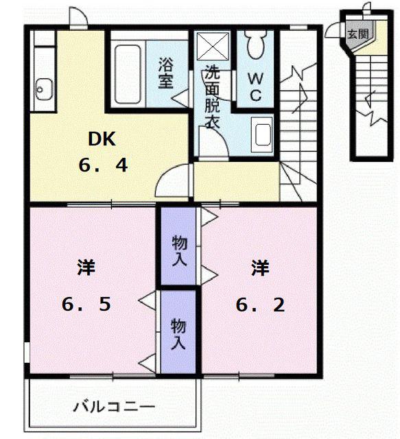 クレストールスズキA(2DK/2階)の間取り写真
