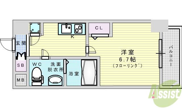 アドバンス新大阪ラシュレ(1K/5階)の間取り写真