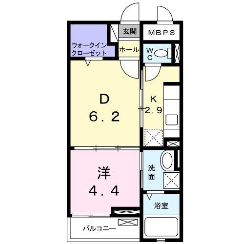 グランシャリオ・II(1DK/2階)の間取り写真