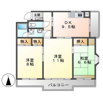 エヌマンション(3DK/3階)の間取り写真