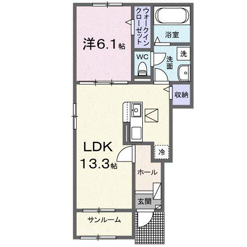 フォレスト 幸(1LDK/1階)の間取り写真