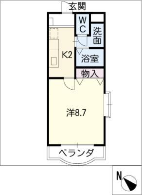 DUAユーアイ(1K/1階)の間取り写真
