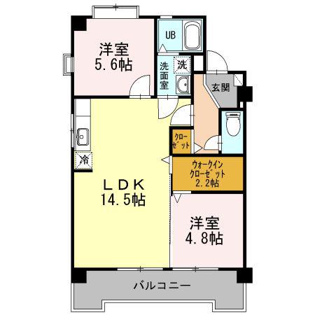ラフォーレ井ノ口(2LDK/3階)の間取り写真