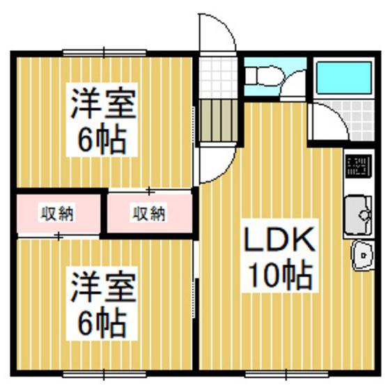 ブリリアント東開(2LDK/2階)の間取り写真
