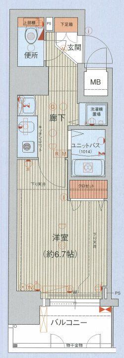 ライジングコート名古屋駅南(1K/8階)の間取り写真