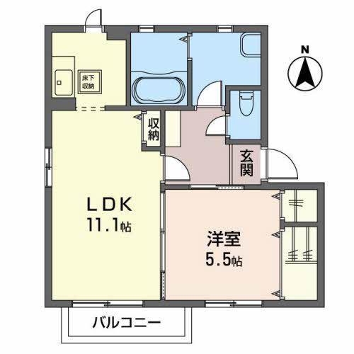ドミトリースズキC(1LDK/1階)の間取り写真