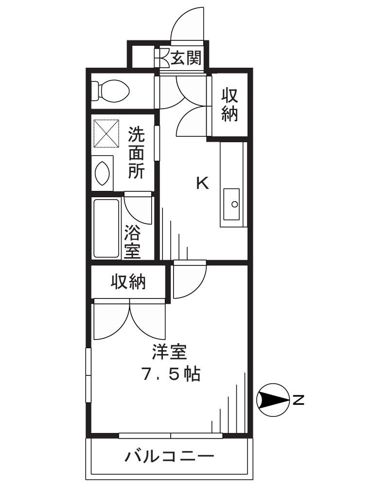 ウッディ溝口(1K/3階)の間取り写真