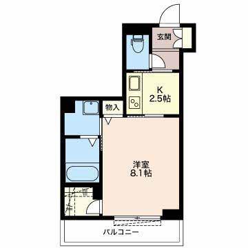 グランポルト津新町(1K/2階)の間取り写真