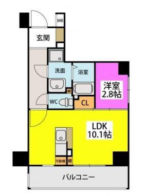 NUDGEONE.香椎駅前(1LDK/1階)の間取り写真