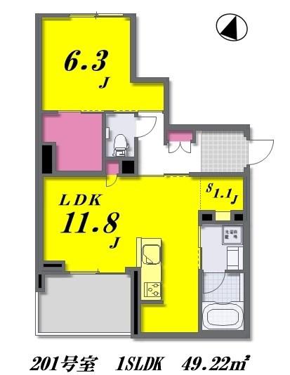 MAISON DE FRANCメゾン ド フラン(1SLDK/2階)の間取り写真