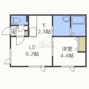 ハートワン旭町(1LDK/2階)の間取り写真
