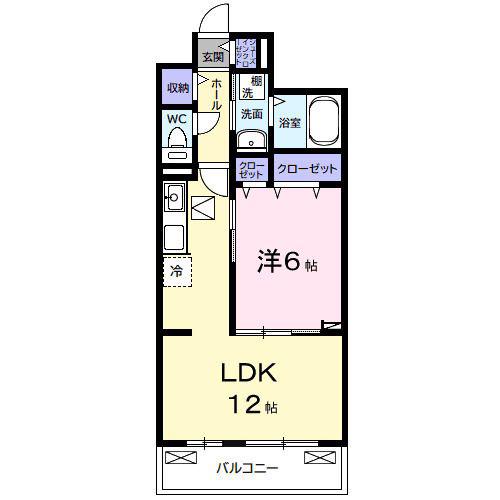 リバーサイドII(1LDK/1階)の間取り写真