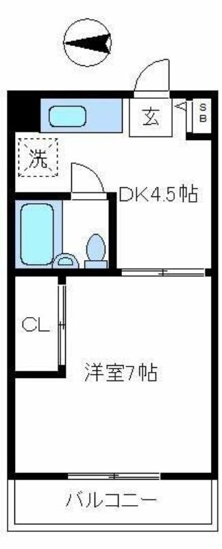 ヴィレッジ・1(1DK/2階)の間取り写真