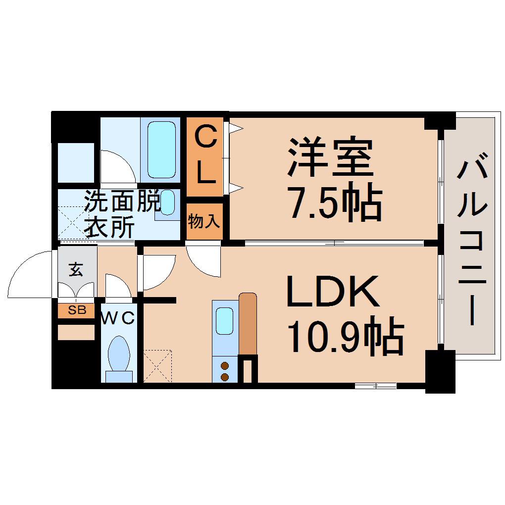 アクシス(1LDK/6階)の間取り写真