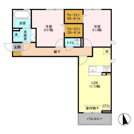 アメニティーなかにしIV(2LDK/2階)の間取り写真