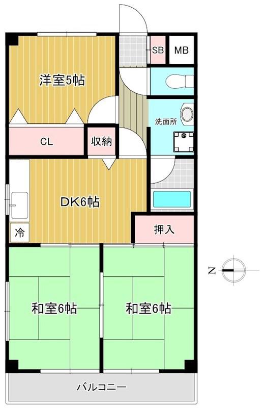 レジデンスサギノミヤ(3DK/1階)の間取り写真