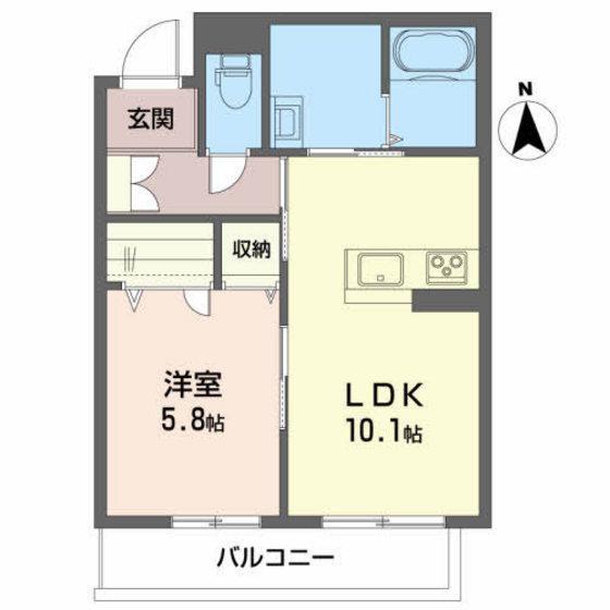 グランドスクエア開成(1LDK/2階)の間取り写真
