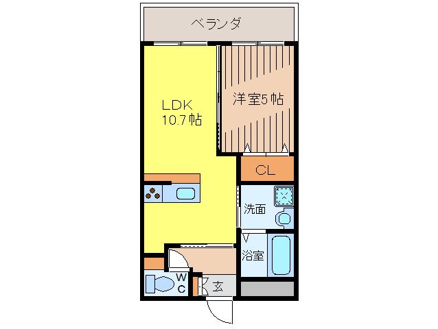 グランドコートたかはら(1LDK/2階)の間取り写真