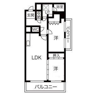 グランプリシード(2LDK/4階)の間取り写真