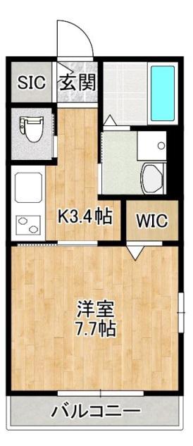 ハイツ花みず木II(1K/2階)の間取り写真