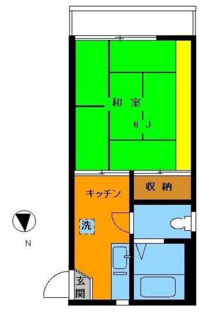 フラワーハイツ(1K/1階)の間取り写真