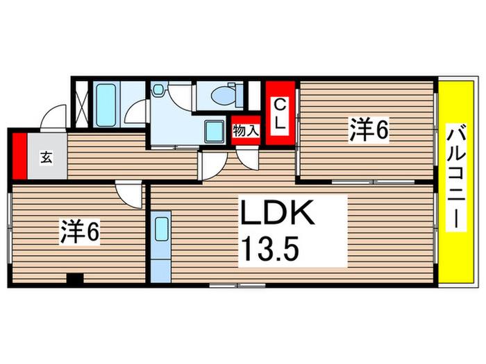 マンション杉(2LDK/1階)の間取り写真